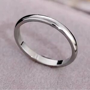 SILVER STEEL SIMPLE MINIMALIST PROMISE ENGAGEMENT WEDDING BAND RING